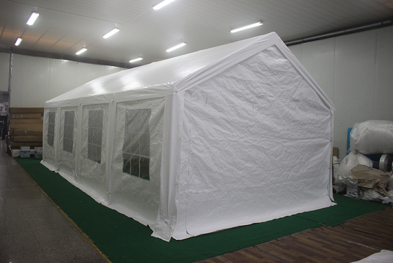 자연 압력 처리 된 목재 종류 야외 400 * 800cm 스트레치 텐트 금속 프레임 마키