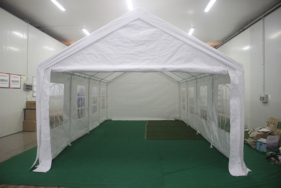 자연 압력 처리 된 목재 종류 야외 400 * 800cm 스트레치 텐트 금속 프레임 마키