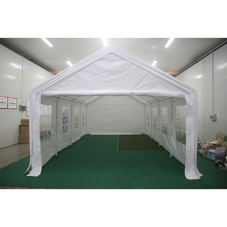 자연 압력 처리 된 목재 종류 야외 400 * 800cm 스트레치 텐트 금속 프레임 마키